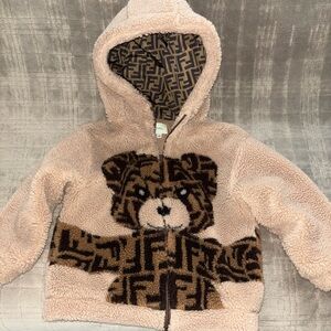 Fendi Beige and Brown Fleece Jacket